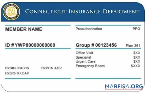 Realistic Connecticut health insurance card real example